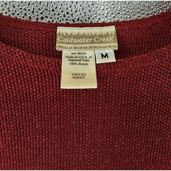 Coldwater Creek Red Long Sleeve Knit Sweater M 100% Rayon Made In USA - Picture 2 of 3